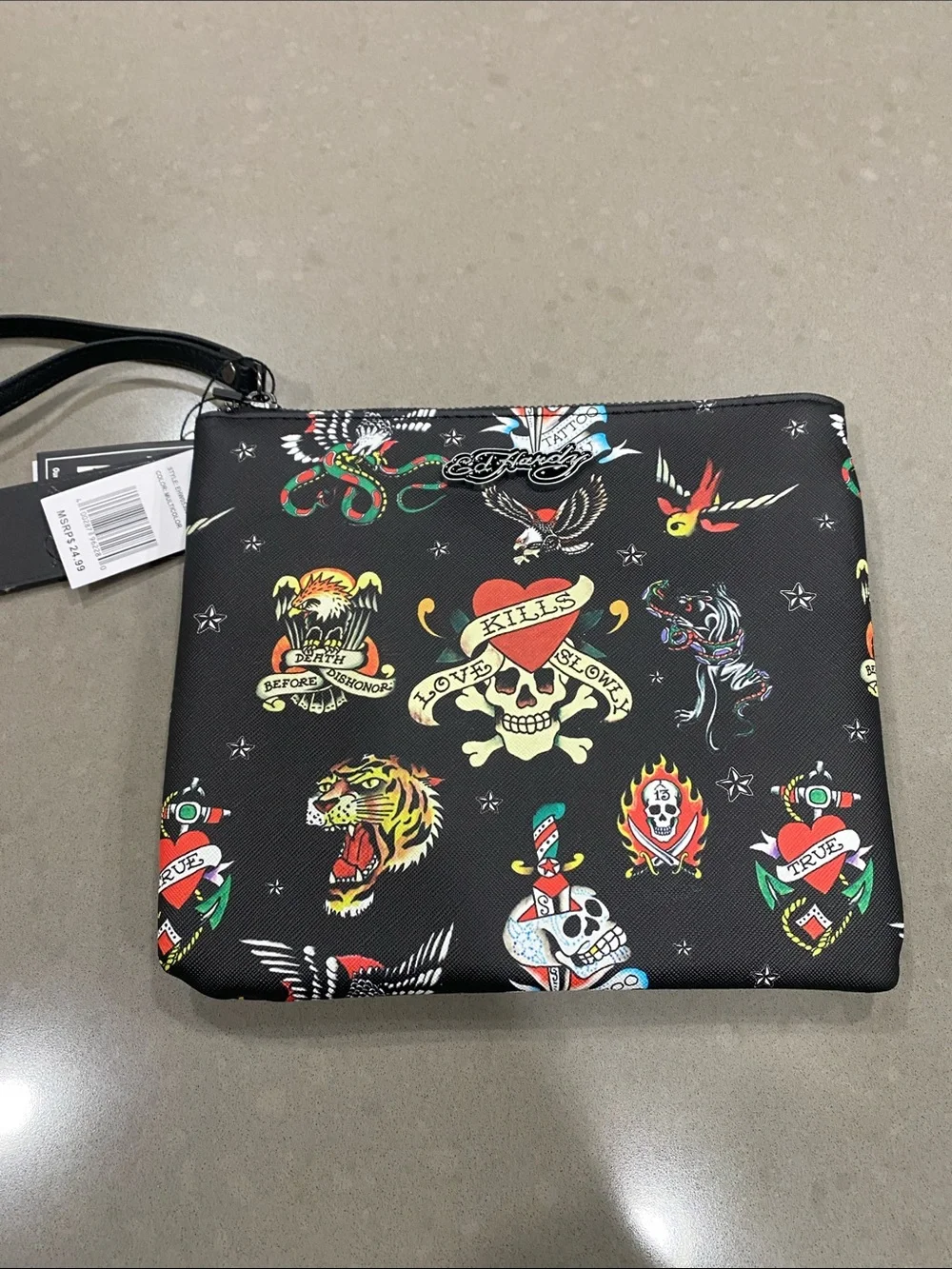 new ed hardy tattoo wristlet bag purse